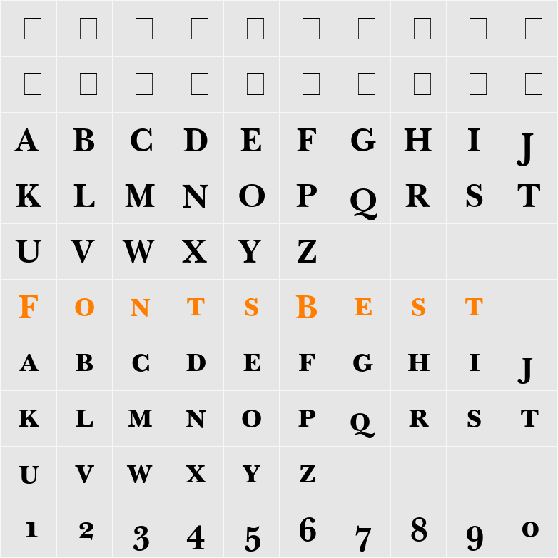 Baskerville Small Caps SSi Character Map