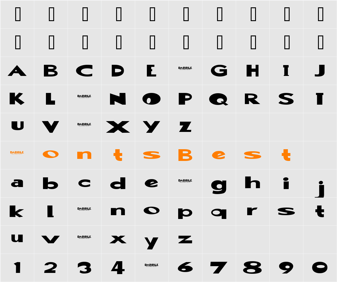 Dabble(eval) Character Map