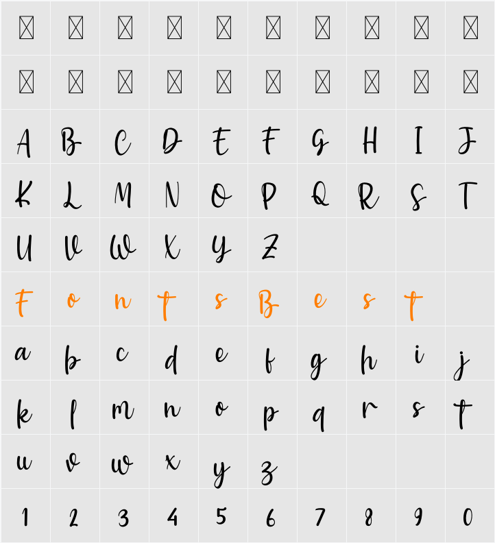 Baweni Character Map