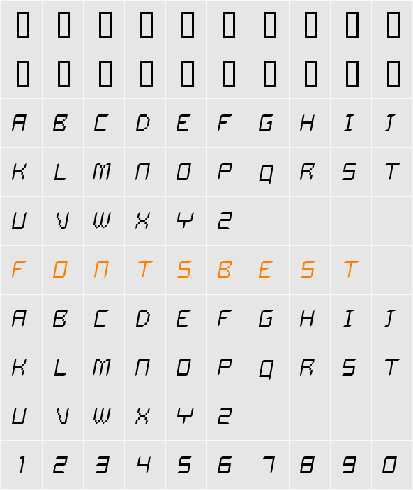 Dalila Light Oblique Character Map