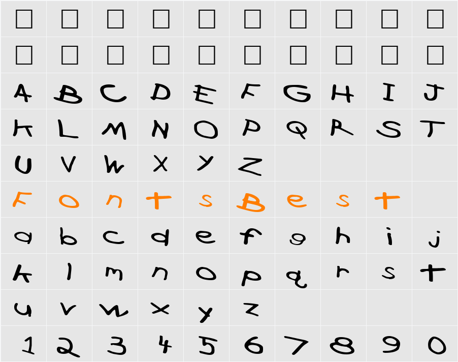 CrossFireFont ttext Character Map