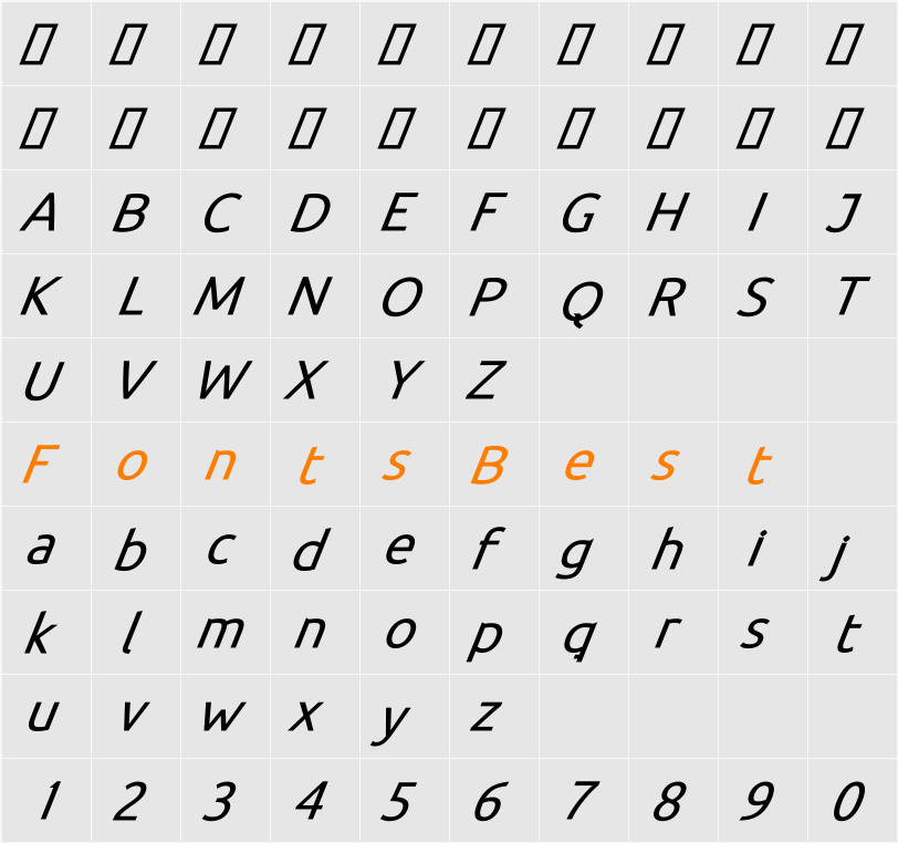 BDP Clien Bold Italic Character Map