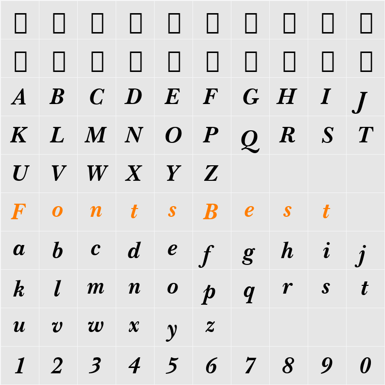 Baskervlle2 BT Character Map