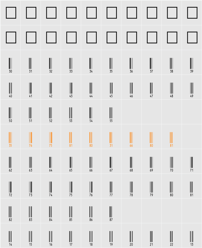 IntHrP60DmTt Character Map