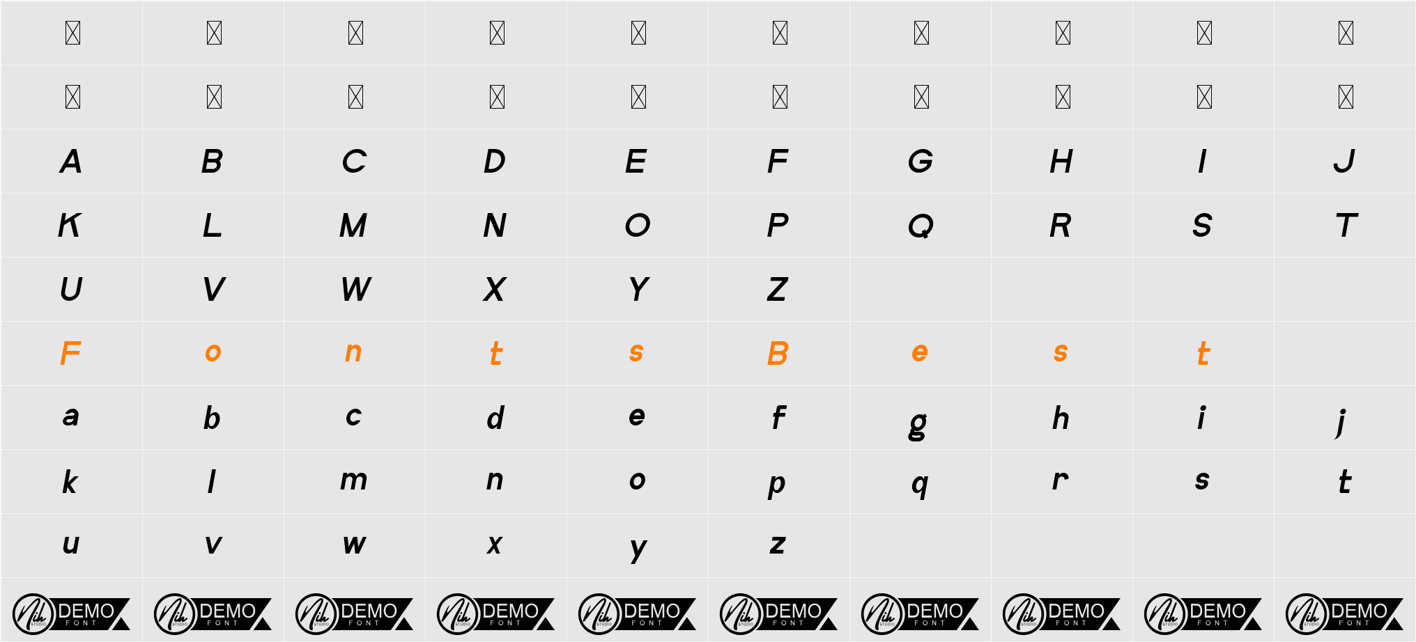 Boreland Demo Character Map