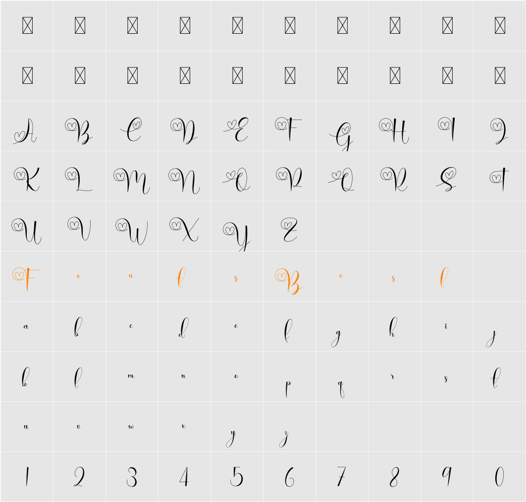 Brilganttyne Character Map