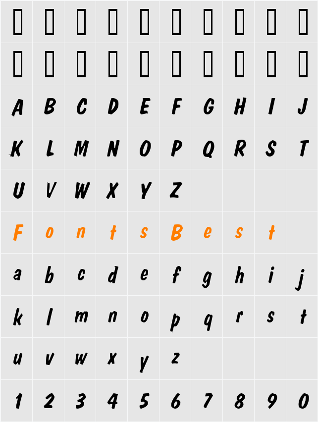 Danto Lite Character Map