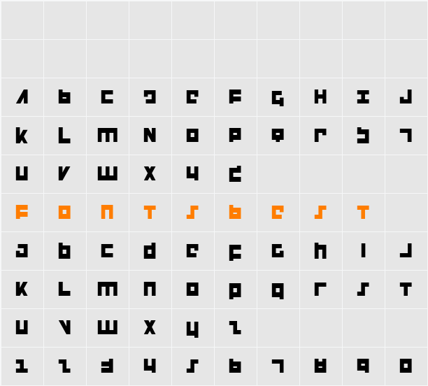 Flight Corps Condensed Character Map