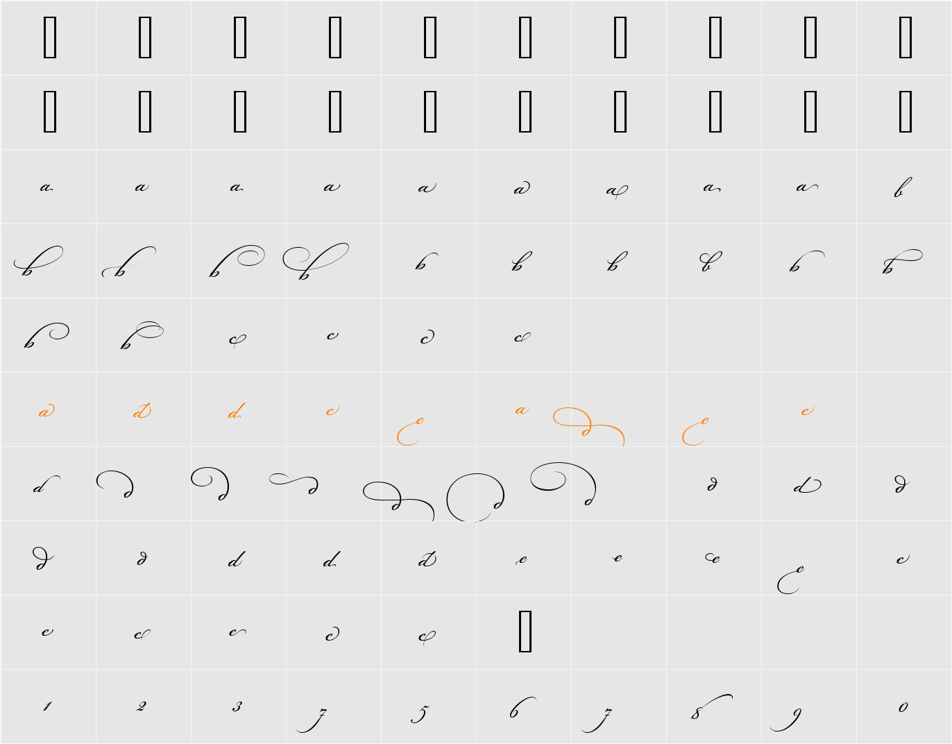 Bickham Script Alt One Character Map