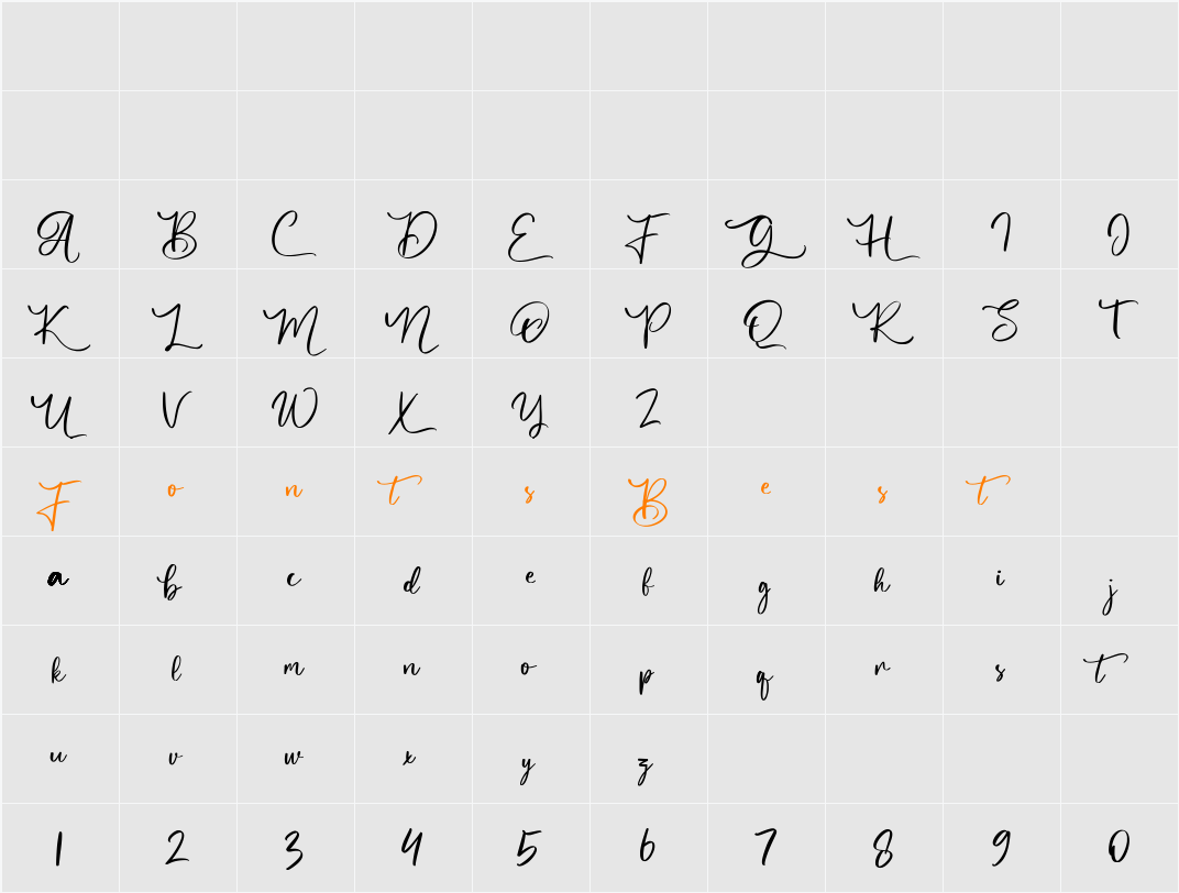 Butgone Character Map