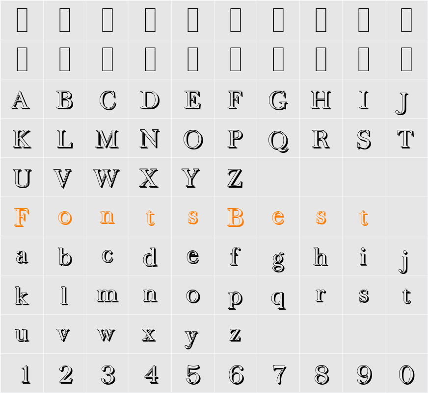 BaskervilleShadow-Light Character Map