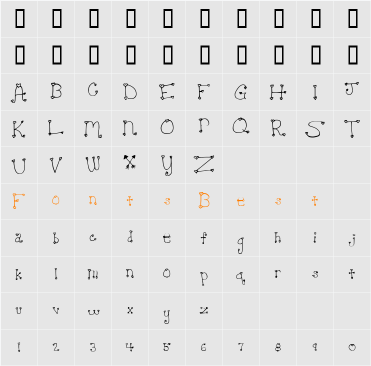 JI-Mycele Character Map