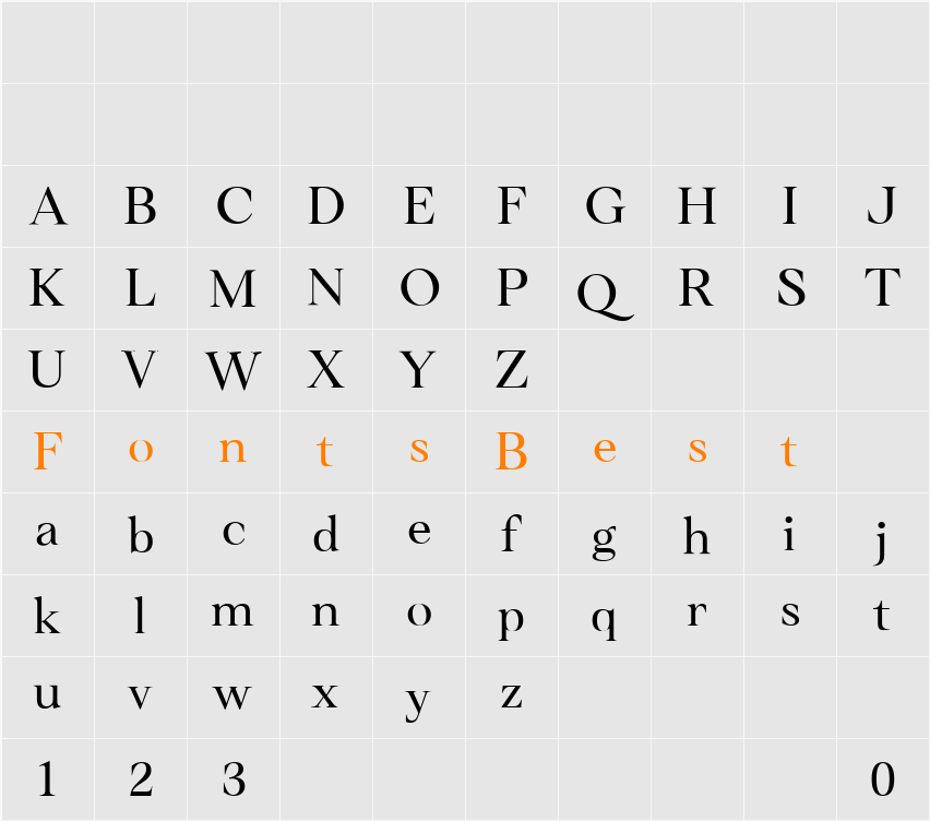 Barokah Serif Character Map