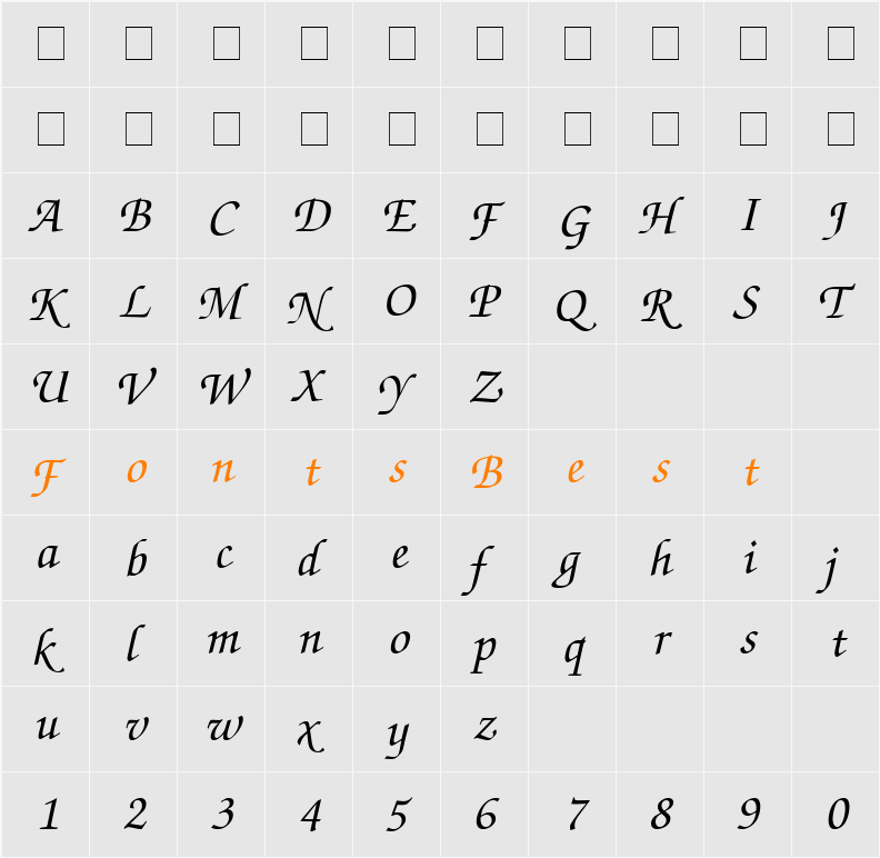 Chancery Script Medium SSi Character Map