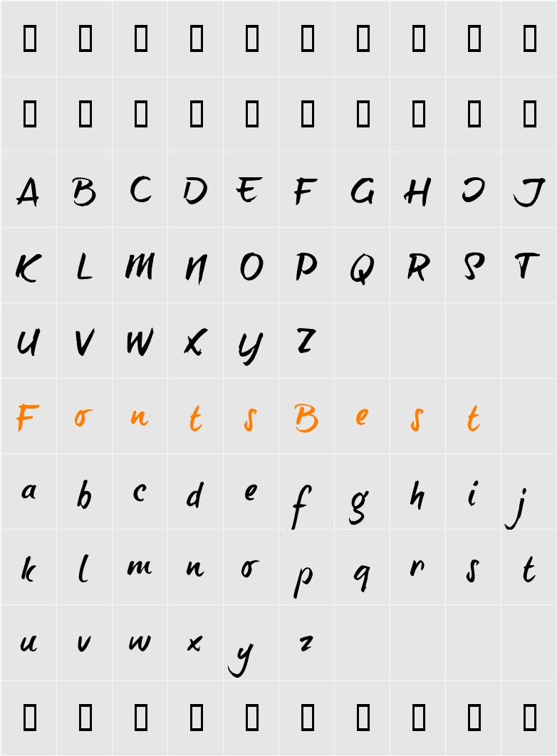 brush-tipTerrence trial Character Map