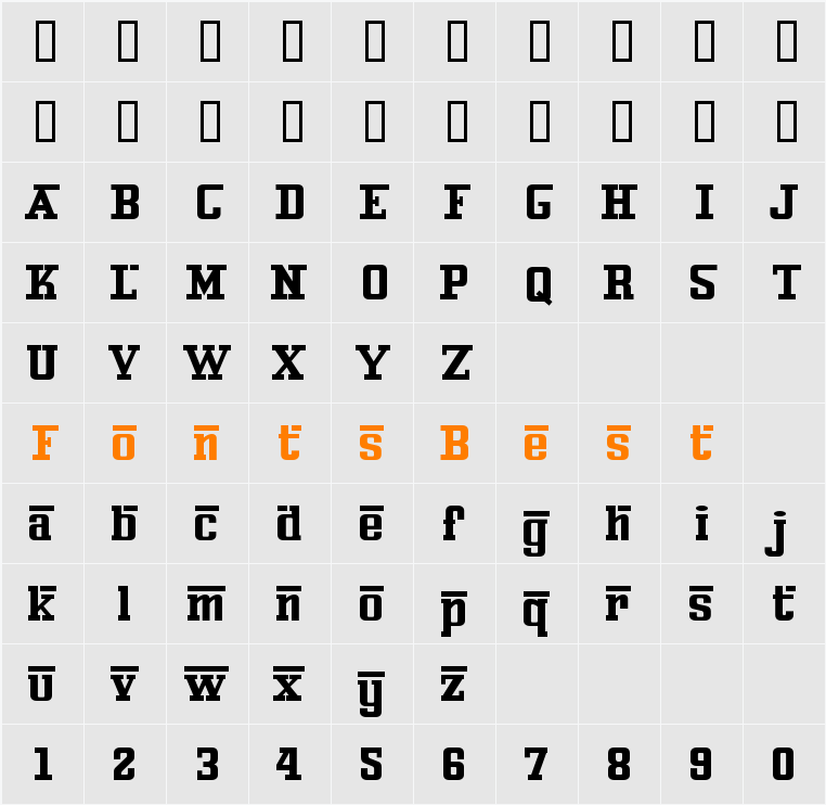 Ferro Rosso Character Map