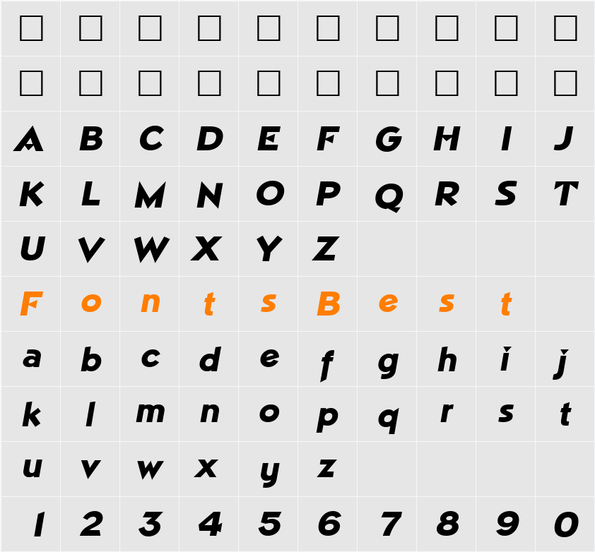 NapoliLH Character Map