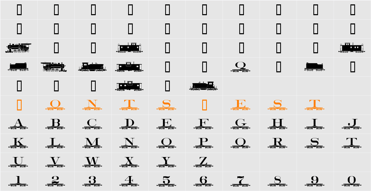AlphabetTrain Character Map