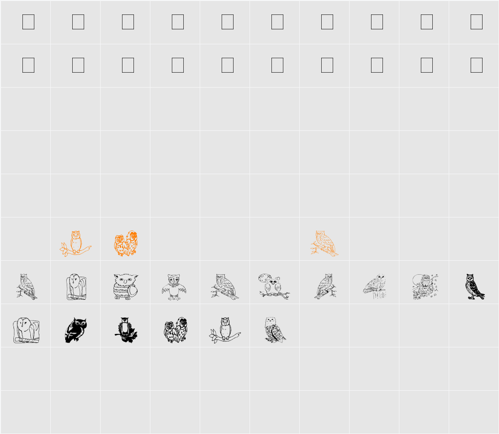 AEZ Owls for Traci Character Map
