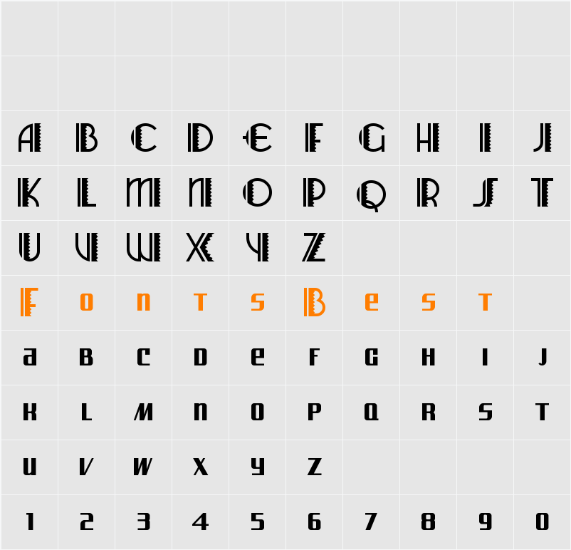 Arizona Airways NF Character Map