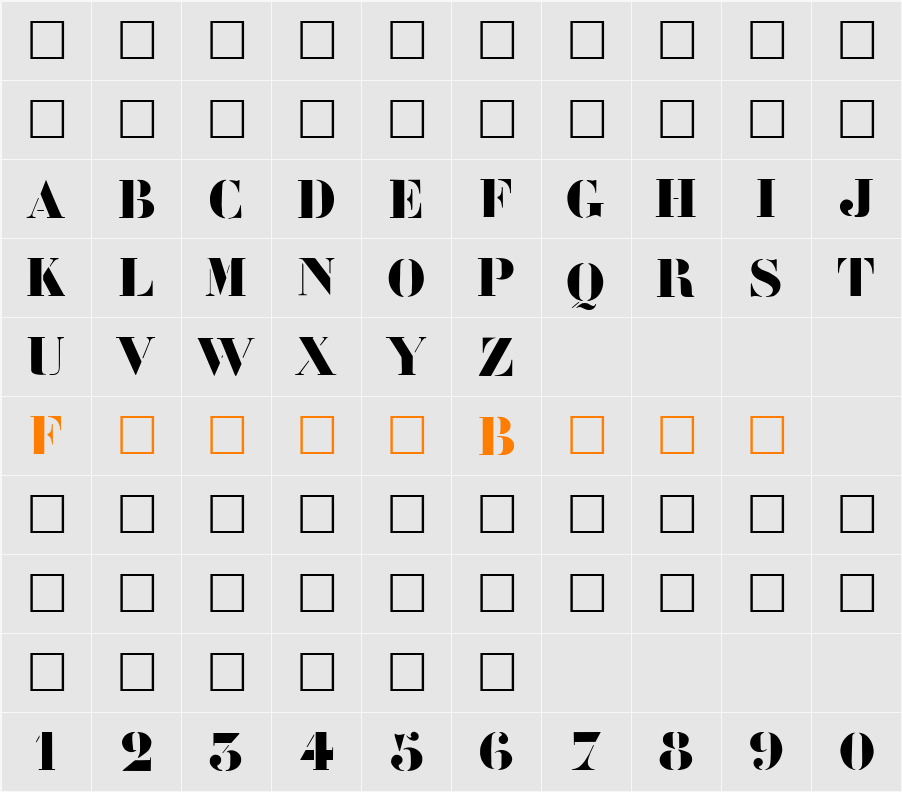 Charrette Character Map