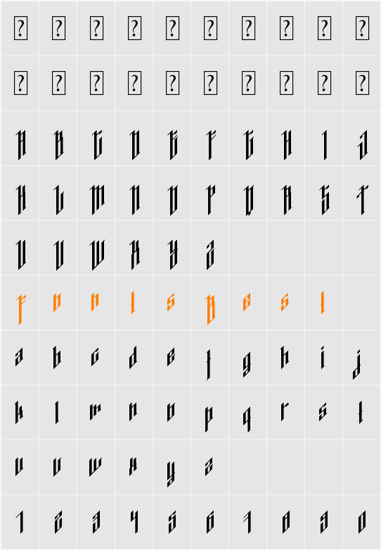 Dancing_DL1.0 Character Map