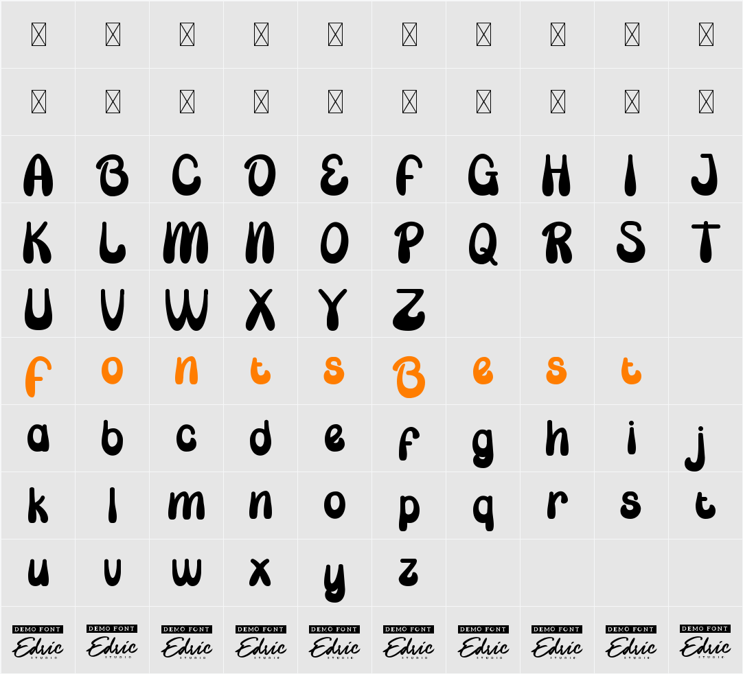 Bubble Candy Demo Character Map