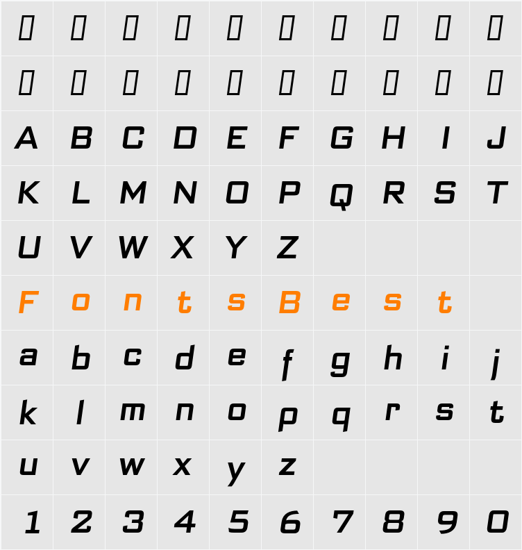 Bank Sans EF CY SemiCondensed Character Map