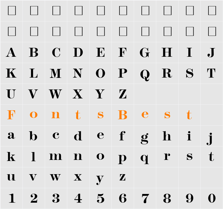 Modern438 Character Map