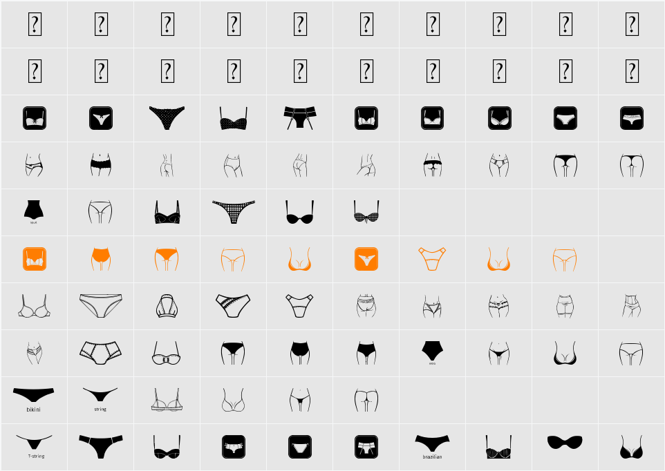 Female Underwear Character Map