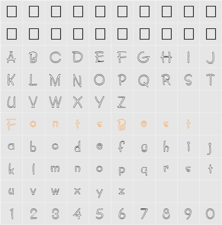 FZ JAZZY 34 HOLLOW Character Map