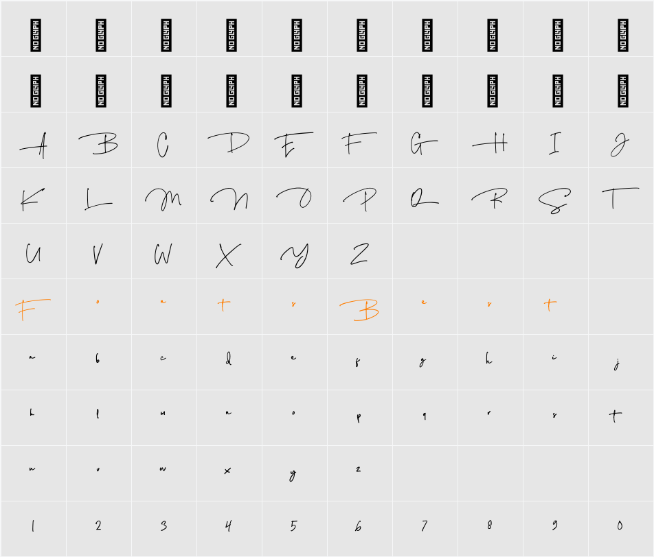 Austin Stylish Signature Character Map