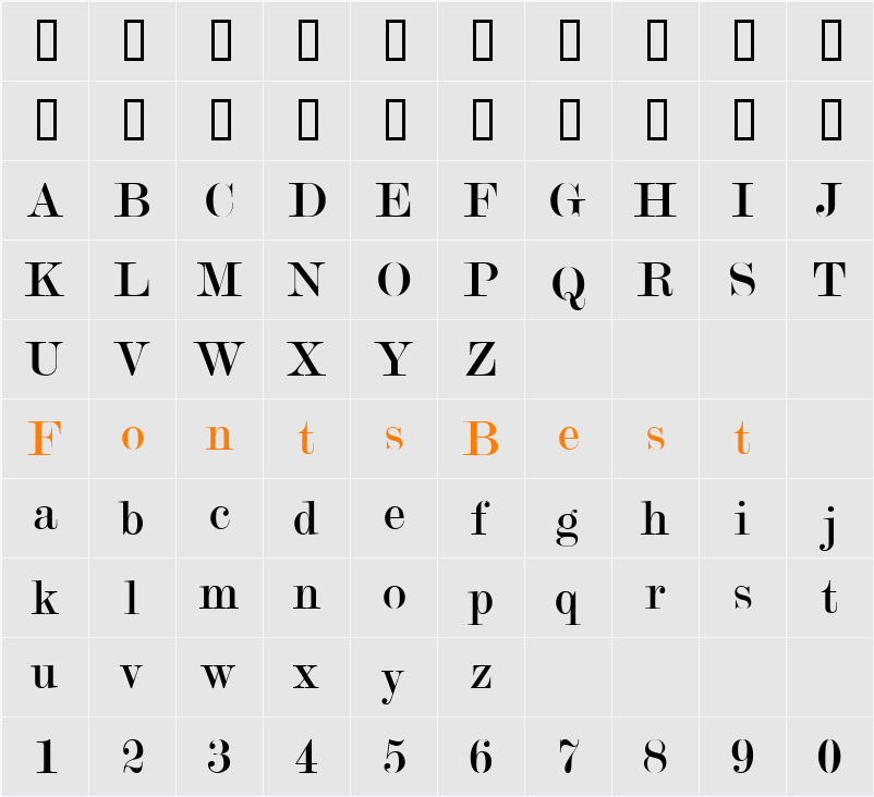 Modern No. 202 Character Map