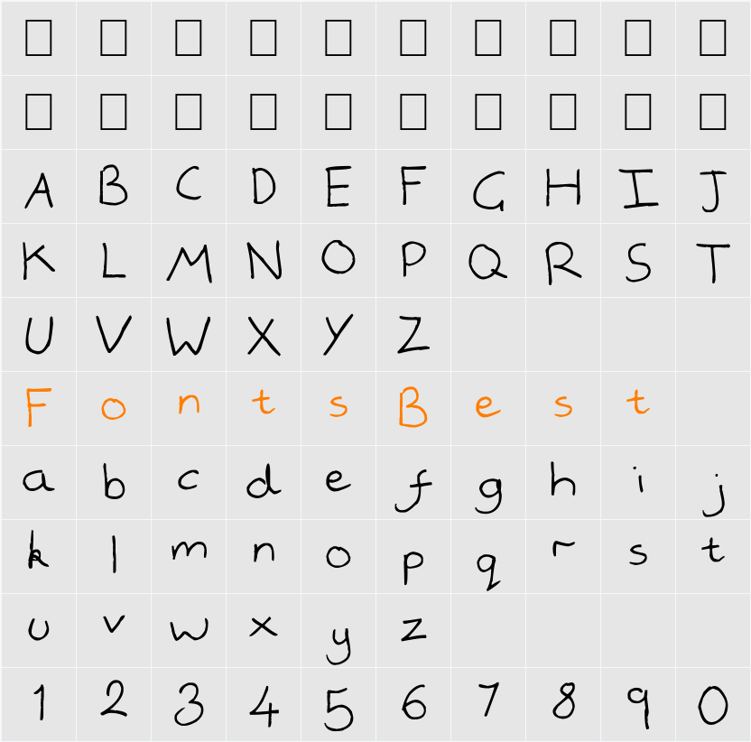 handwrited Character Map