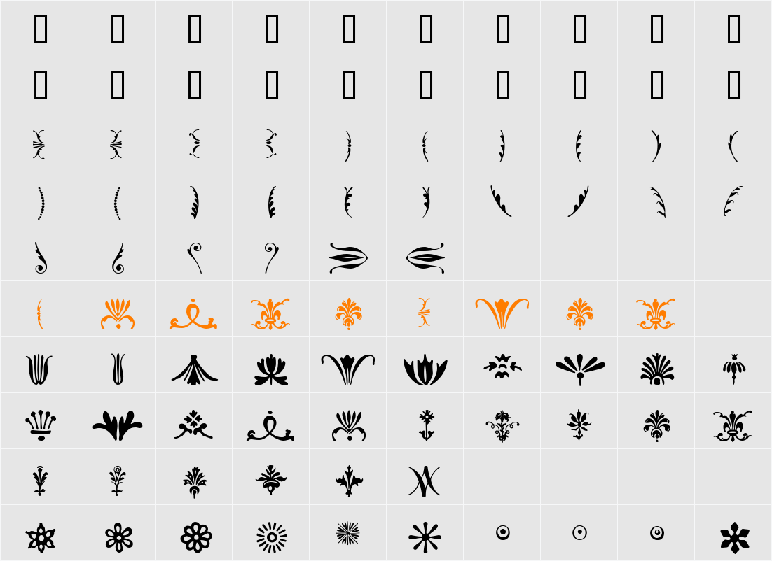 Bodoni Ornaments ITC Character Map