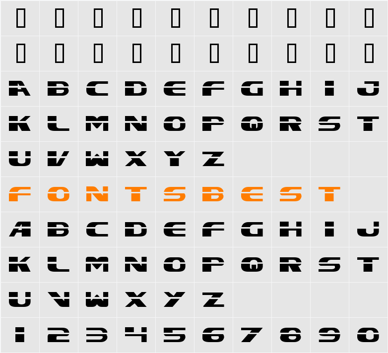 Excelsior Laser Character Map
