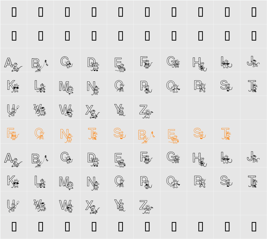 Mousie Character Map