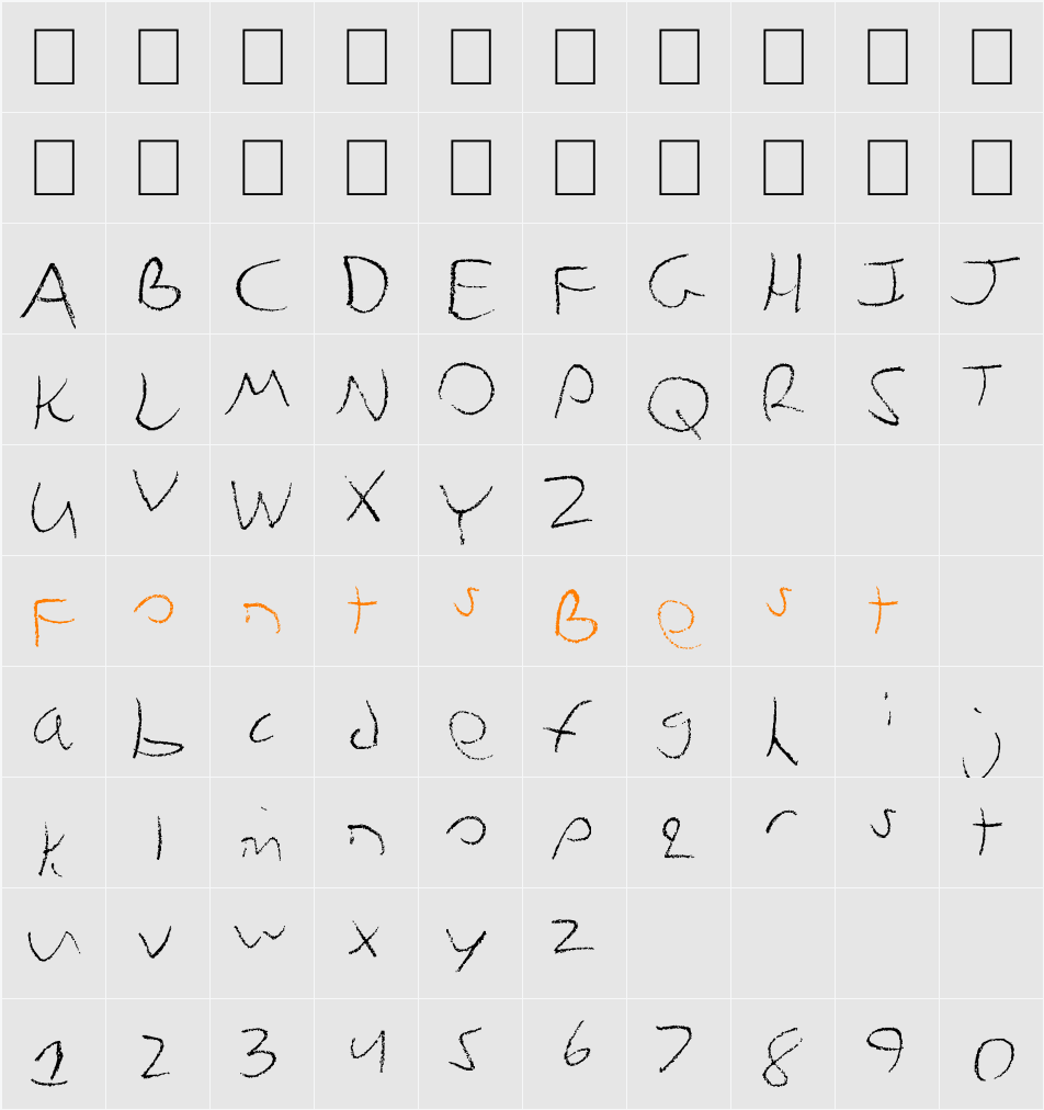 Chicken Scratch (ZoidXsa) Character Map