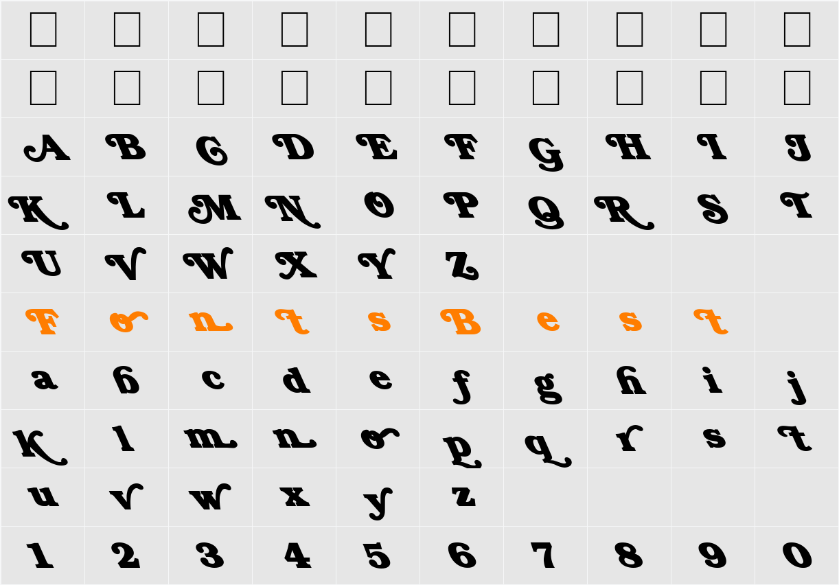 FZ JAZZY 47 LEFTY Character Map