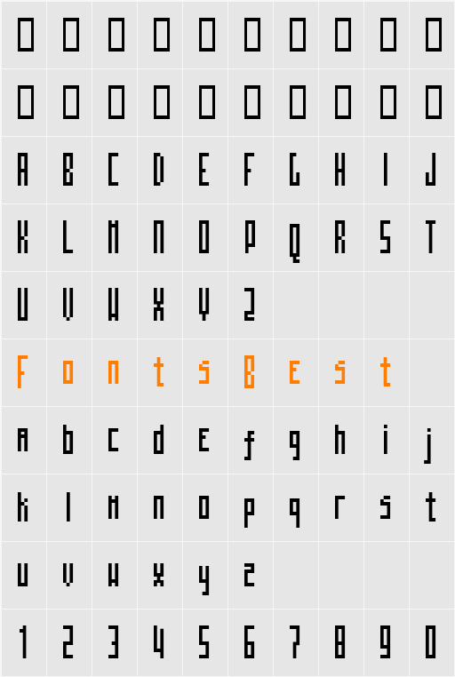 MosaicoTall Character Map
