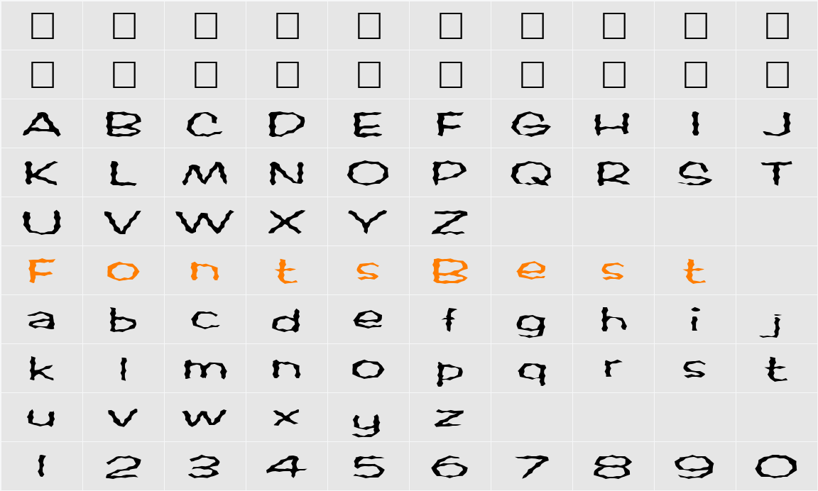 FZ WACKY 60 EX Character Map