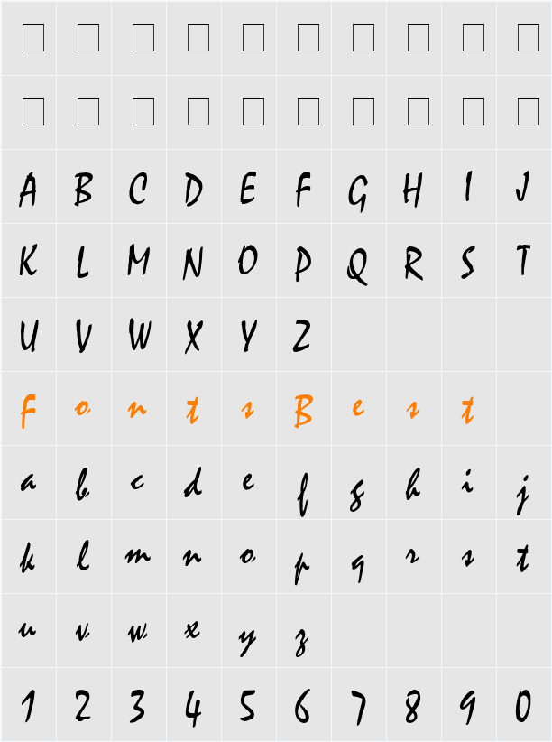 Mystic Condensed Character Map
