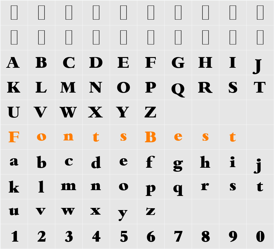 BambergSerial-Heavy Character Map