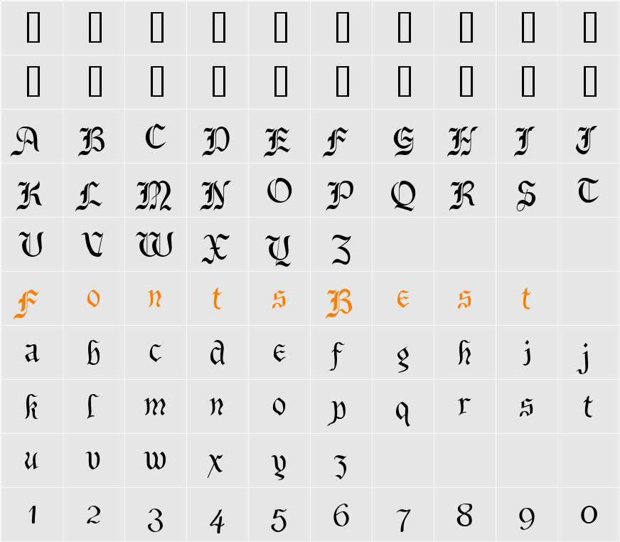 Bene Character Map