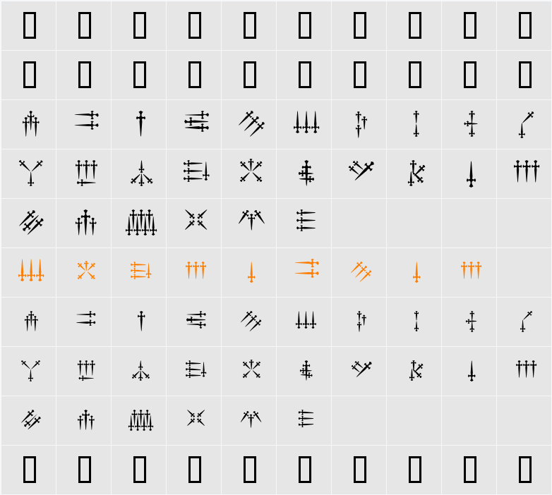 Daggers Alphabet Character Map