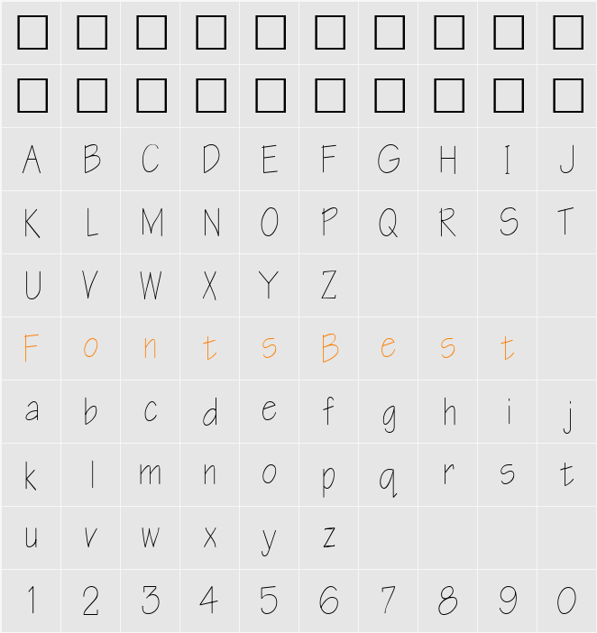 CheersTypeNorm13 ttcon Character Map