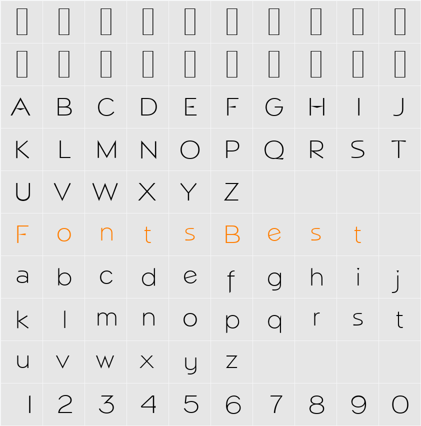 NapoliSerial-Xlight Character Map