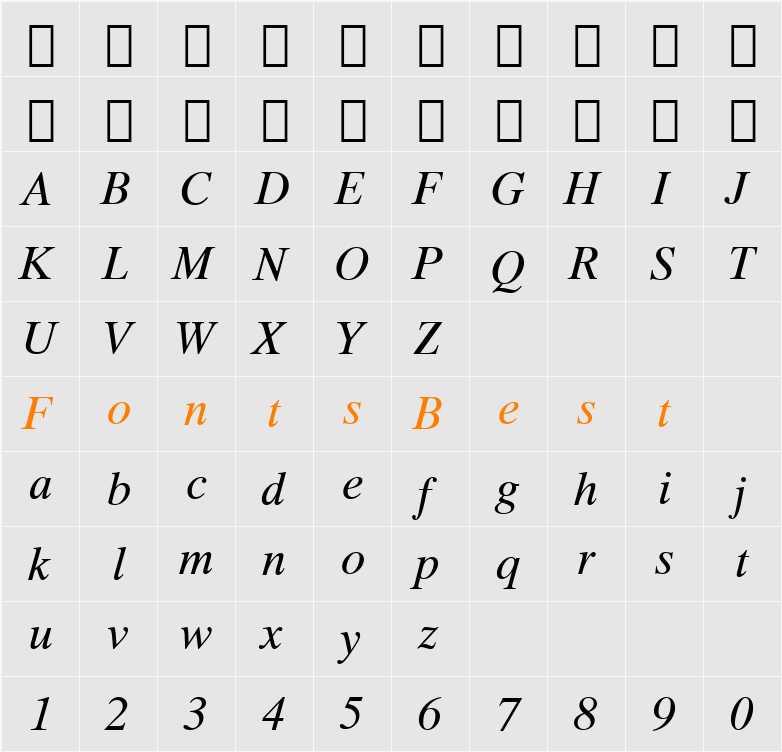 Dutch 801 SWA Character Map