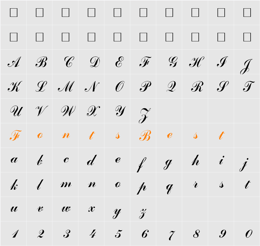 ADHEREA Character Map