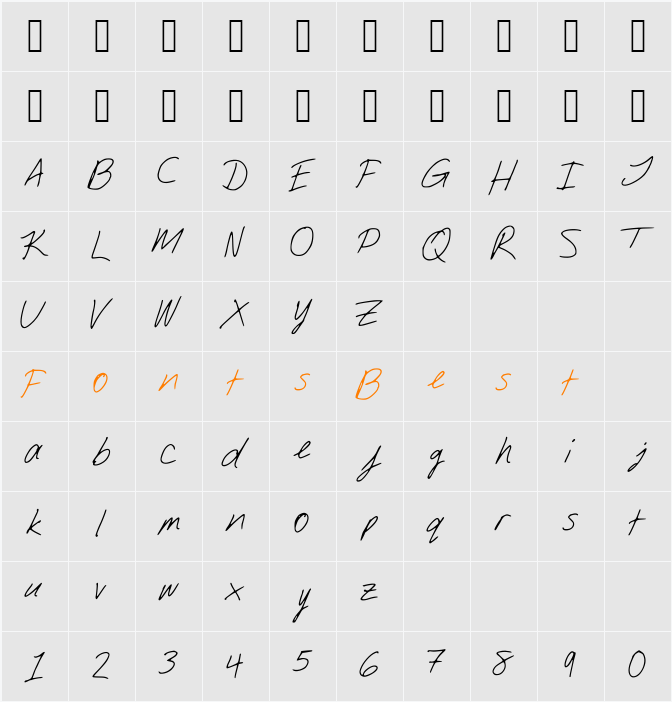 DJsSlantSerif Character Map